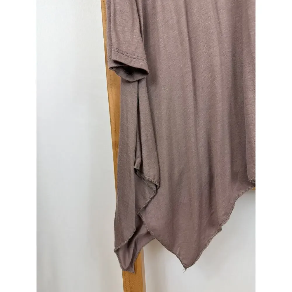Sarah Santos Brown Long Sleeve Scoop Neck High Low Top Size NA Made in Italy